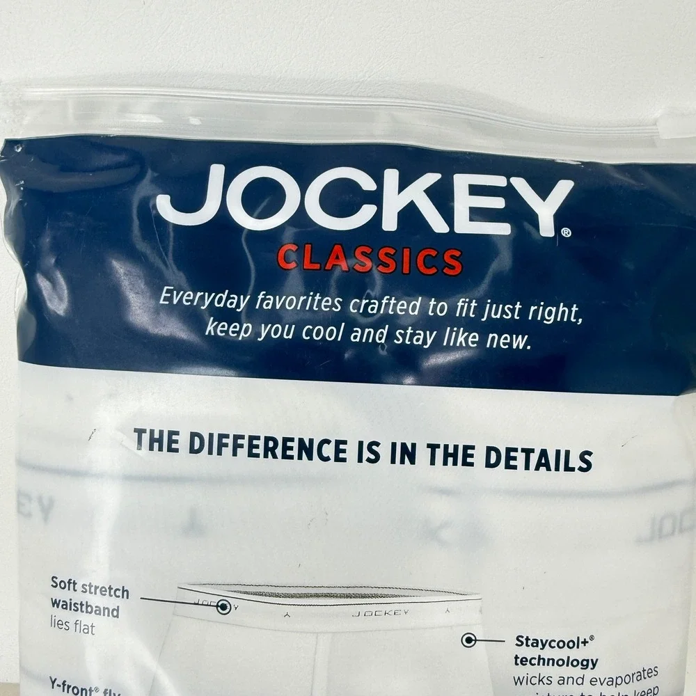 Jockey Classics‎ Mens White 100% Cotton Full-Rise Briefs 4 Pack Size 42 Y-Front